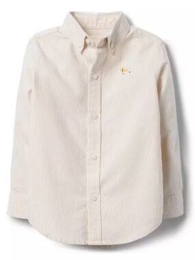 Janie and Jack' Beige Button-Down Shirt with Dog Embroidery